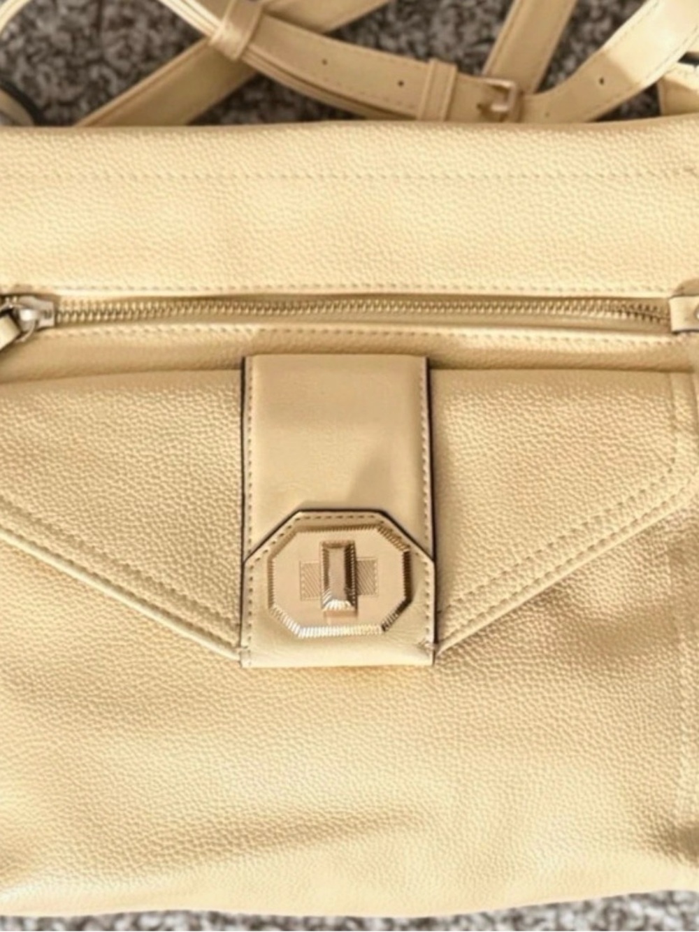 Rossetti Crossbody Cream Textured Leather Shoulder Bag with Turn-Lock Detail